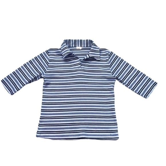 𝅺VINTAGE academia preppy collared striped tee - Picture 1 of 5